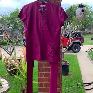 Wine colored Koi Stretch scrub set